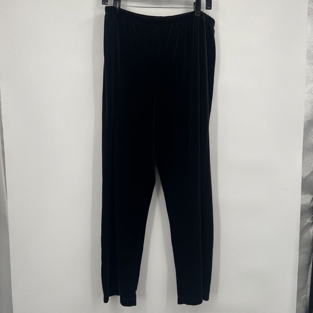 Chico's Basic Velvet Pants Womens Size 3 Short Brown Pull On Elastic Waist 16